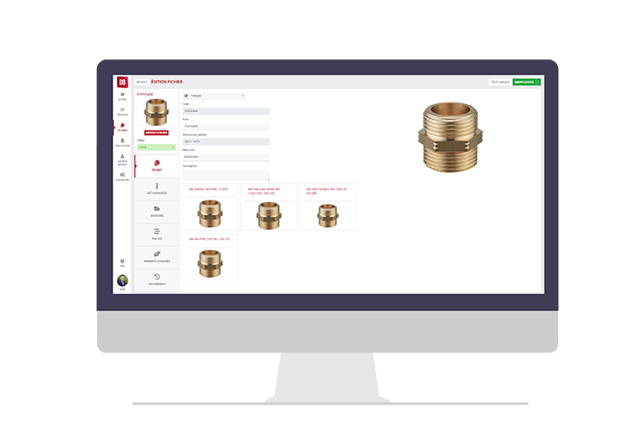 Mockup logiciel PIM Interactiv' DataBase, aperçu DAM (Digital Asset Management)