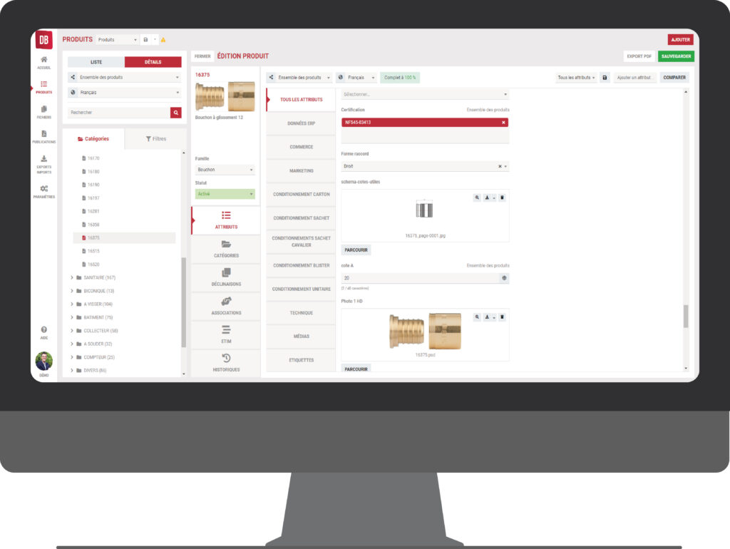 Tableau de bord pour l'édition produit sur la solution PIM Interactiv' Database