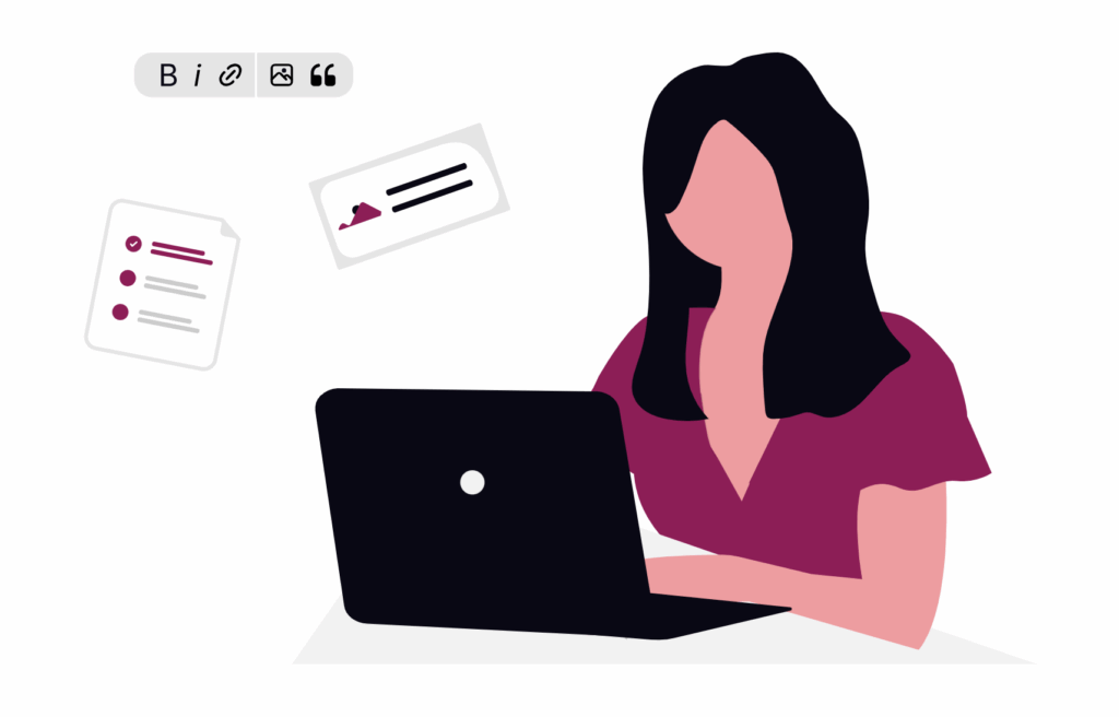 Femme écrivant un article de blog