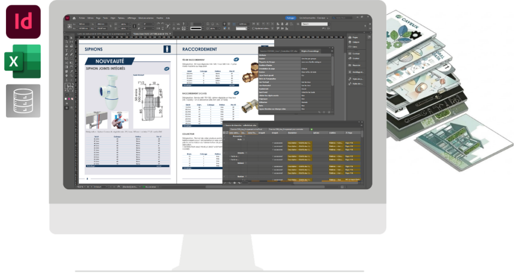 EasyCatalog est un plug-in complémentaire au logiciel PAO (publipostage) InDesign qui permet d'automatiser la mise en page des supports marketing (catalogues, brochures, fiches produits...) en quelques clics.