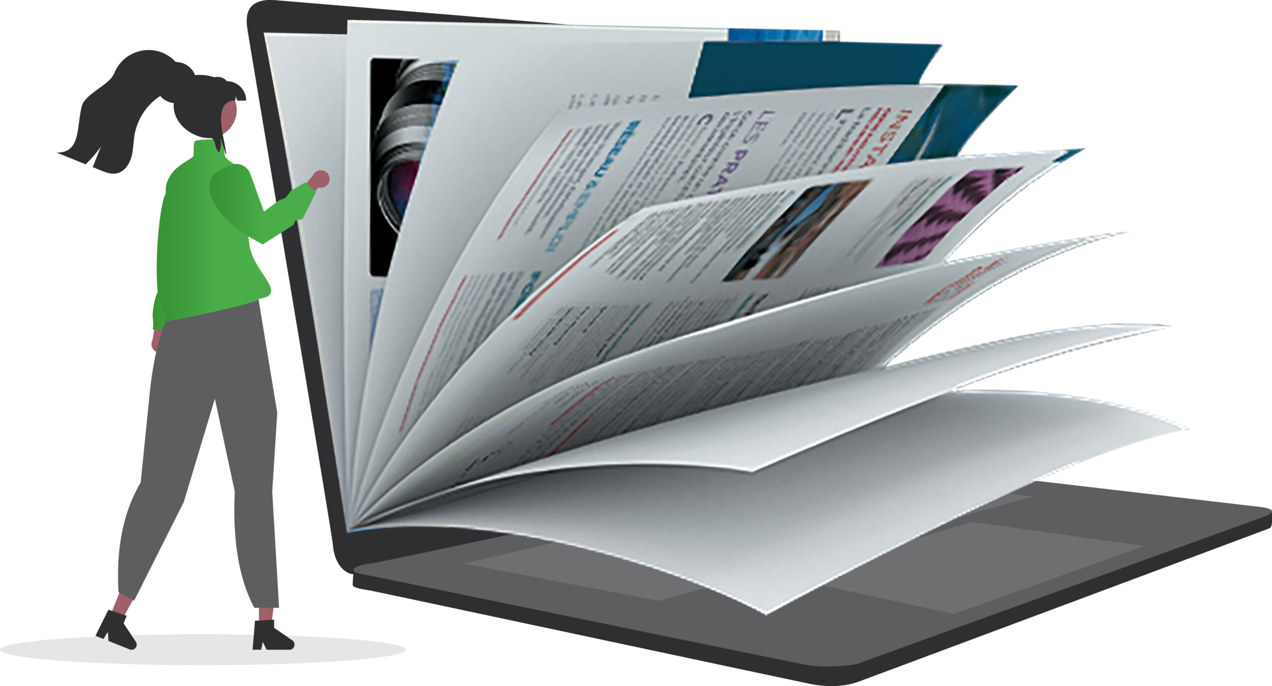 Dynamisez vos PDF classiques en les transformant en catalogue feuilletable évolué. Le logiciel d'Interactiv' Doc offre de nombreuses variantes de cas d'usage (magazines, dépliants, brochures, rapports annuels...).