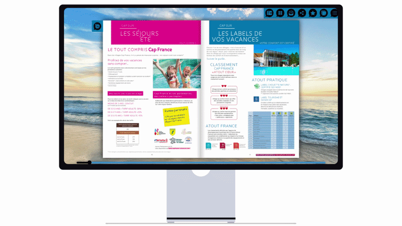 Exemple d'un catalogue interactif entièrement personnalisable, avec sommaire, panier et formulaires. 