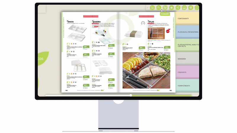 GIF montrant la possible de recherche de contenu dans un catalogue interactif