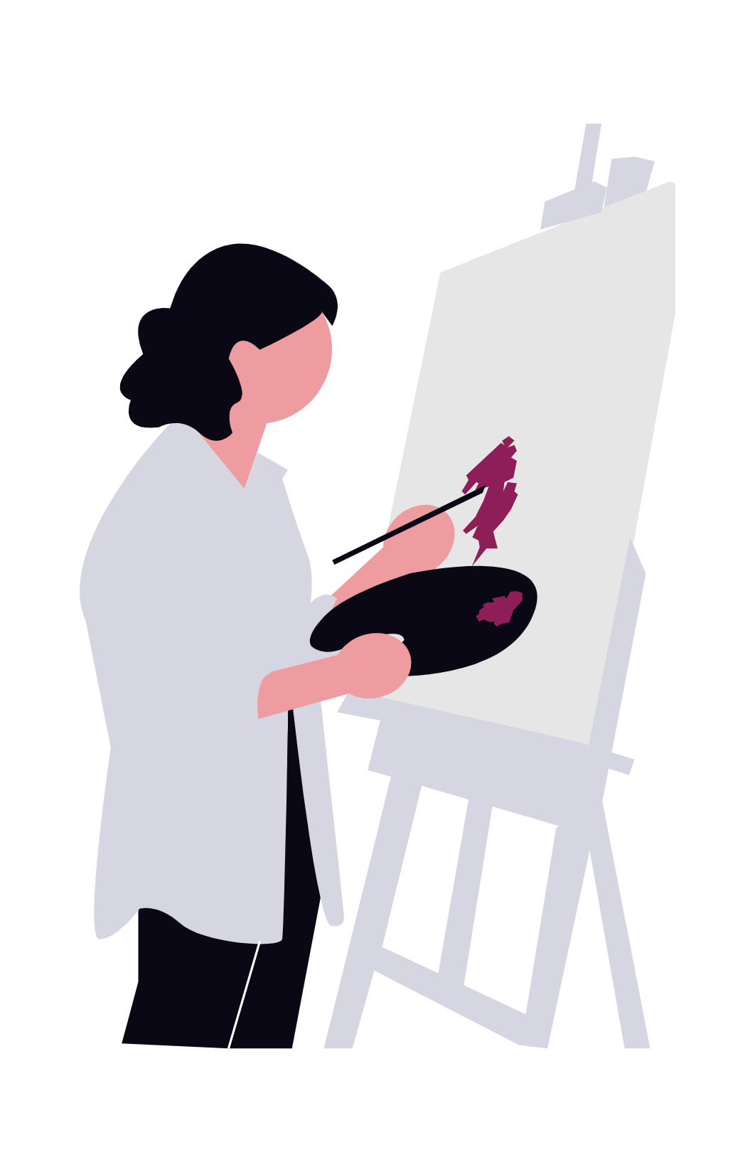 Femme peignant un tableau, symbolisant l'importance de créer des supports de communications attirants dans les secteurs de la mode et du luxe