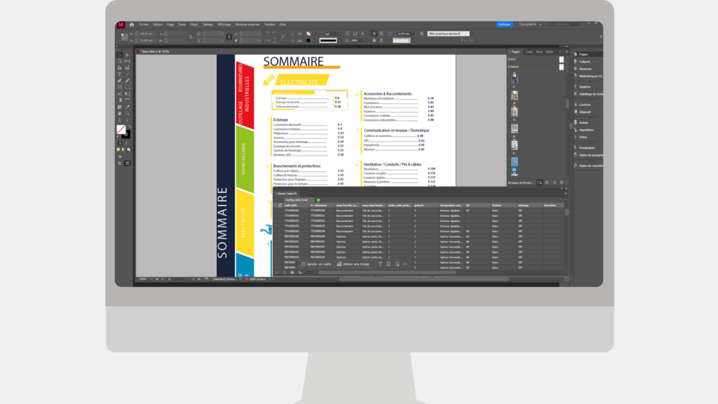 Pourquoi automatiser vos sommaires et index ? Aperçu de la création d'un sommaire pour un catalogue de 600 pages, automatisée via le plug-in EasyCatalog pour InDesign.