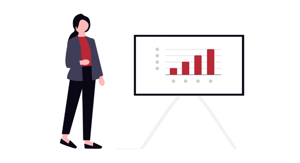 Femme présentant un tableau, permettant d'illustrer les formations dispensées par Interactiv' Technologies et ses formateurs certifiés pour la prise en main de sa solution Interactiv' Database.